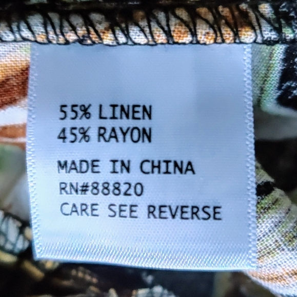 PANAMA JACK Tropical Palm Leaves Pants XL Linen Blend Wide Leg - Picture 3 of 5